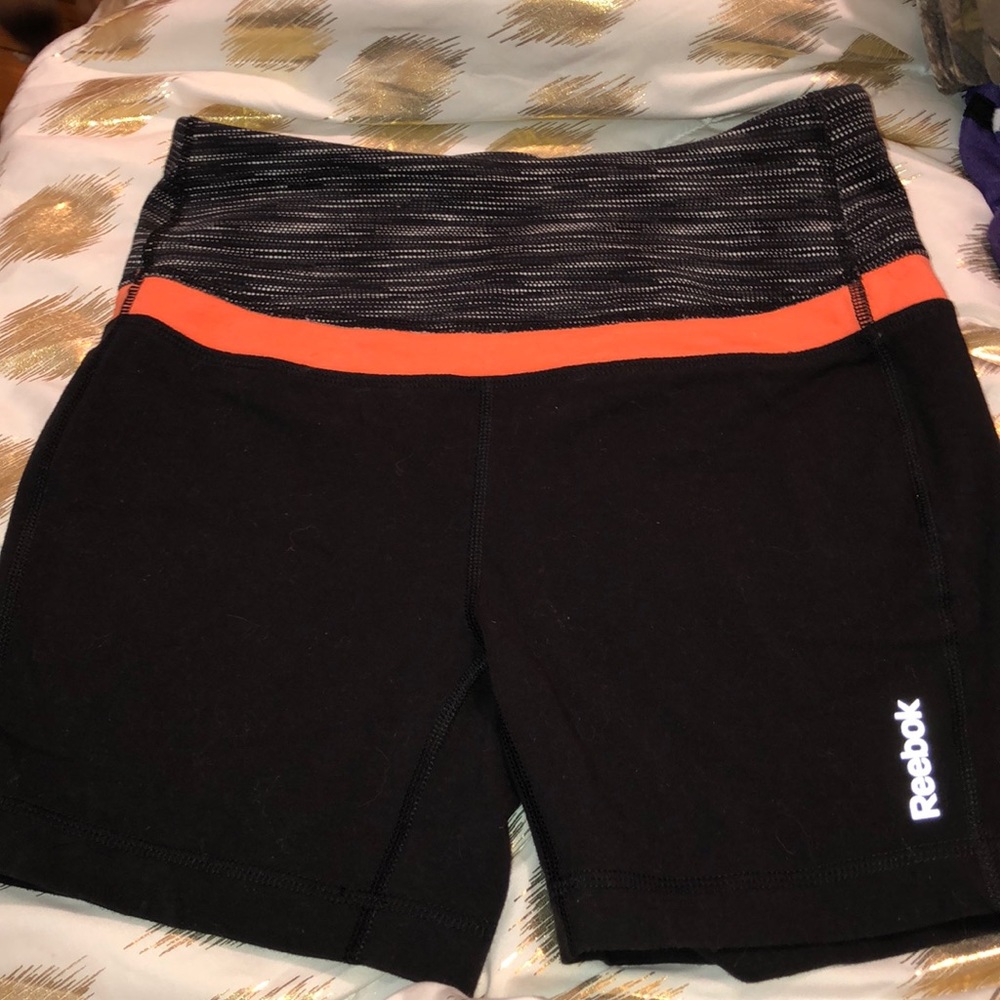 Small Reebok black/coral spandex shorts